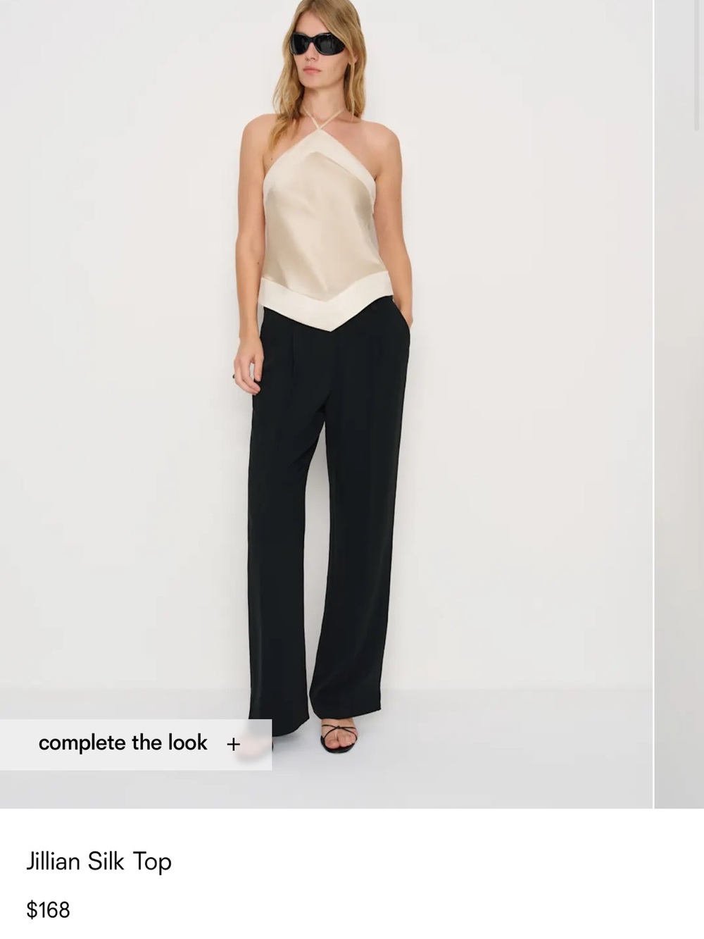Reformation Jillian Silk Halter Top in ALMOND
